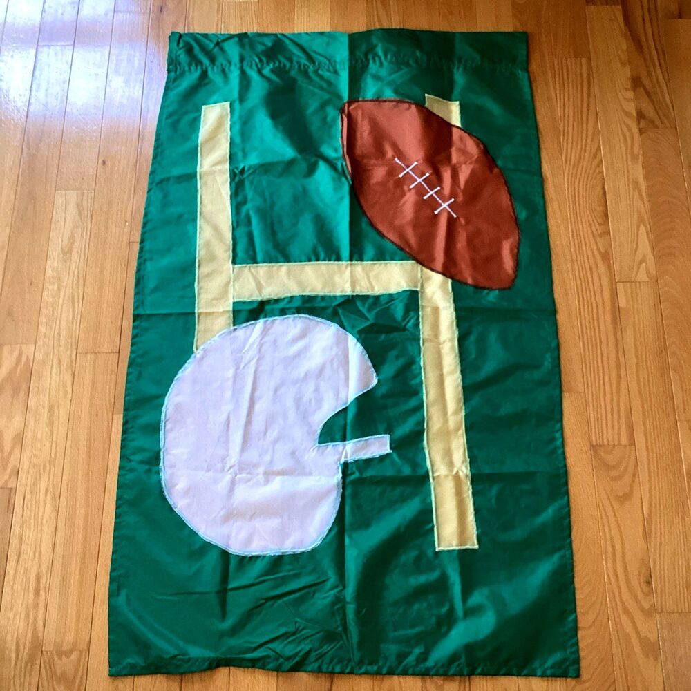 Football Helmet Goal Porch House Flag Banner Embroidered 53”x 32”